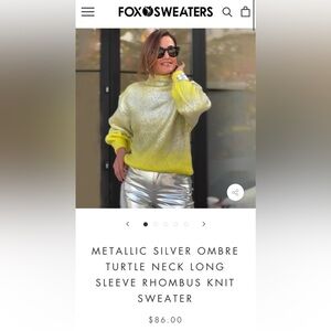Fox Sweaters METALLIC SILVER OMBRE TURTLE NECK LONG SLEEVE RHOMBUS KNIT SWEATER